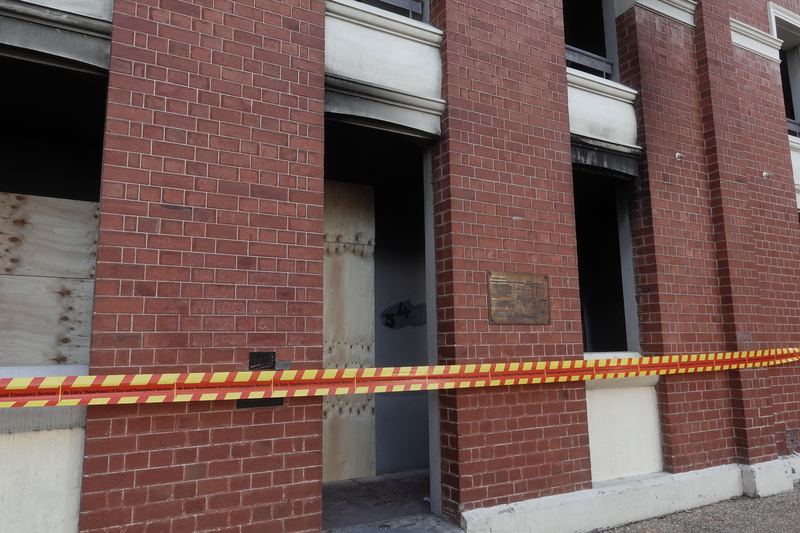 Industrial building with fire damage